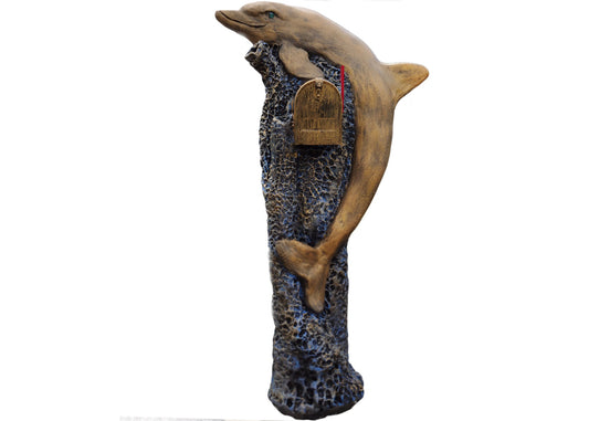 Golden Bronze Dolphin Mailbox Sculpture – Nautical Mailbox