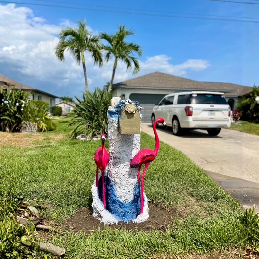 Pink Chilean Flamingo Mailbox Sculpture – Nautical Mailbox