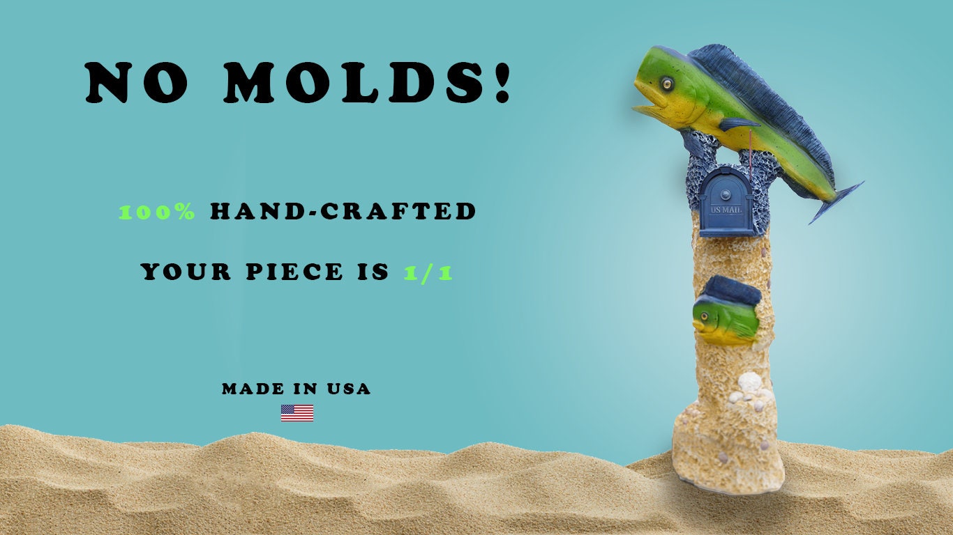 Wahoo Fish Mailbox Sculpture – Nautical Mailbox