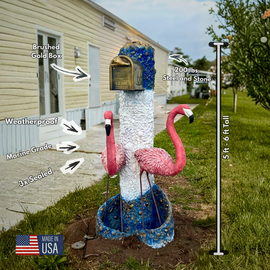 Pink Flamingos Mailbox Sculpture – Nautical Mailbox