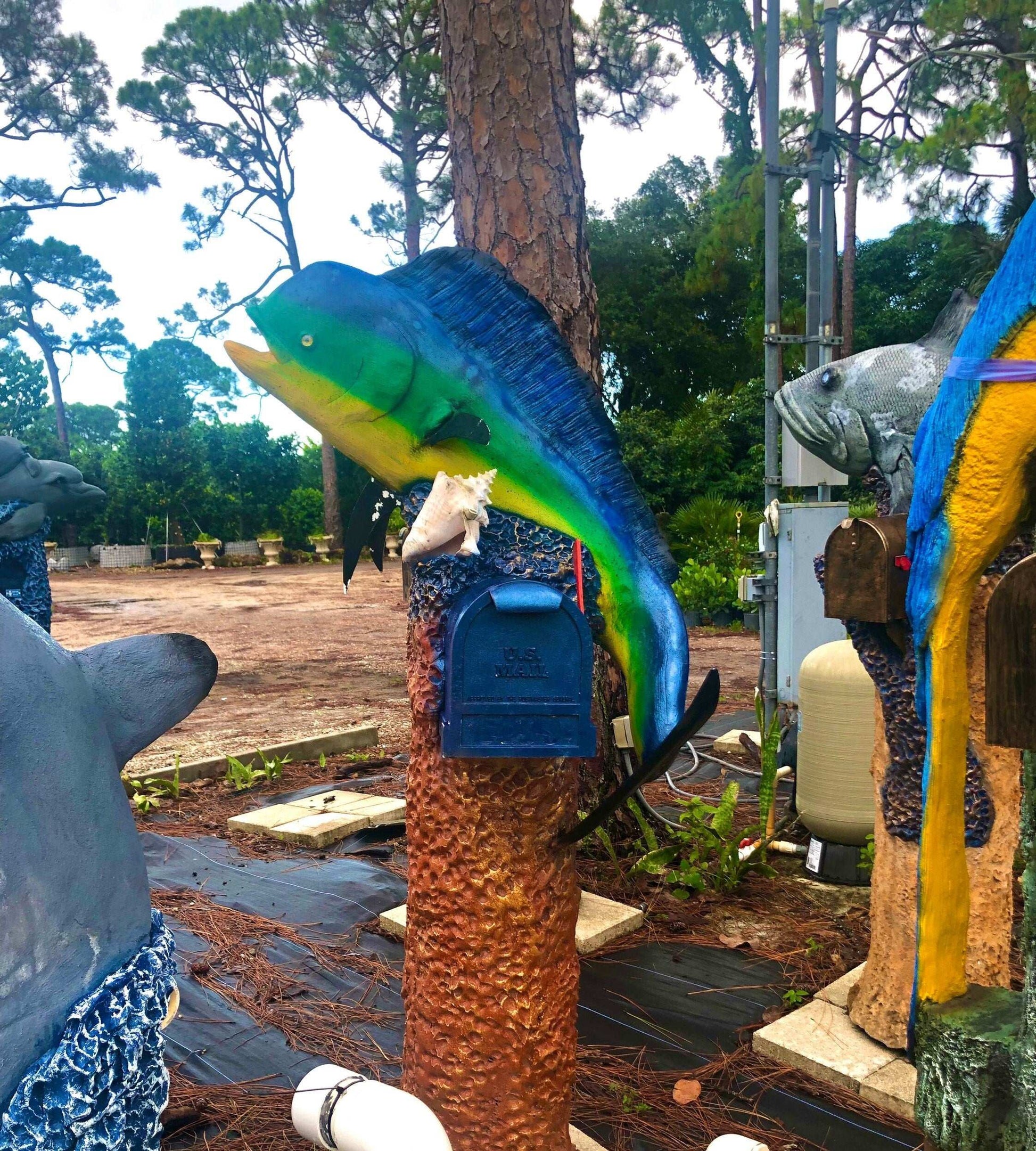 Mahi Mahi Dolphinfish Mailbox Sculpture – Nautical Mailbox