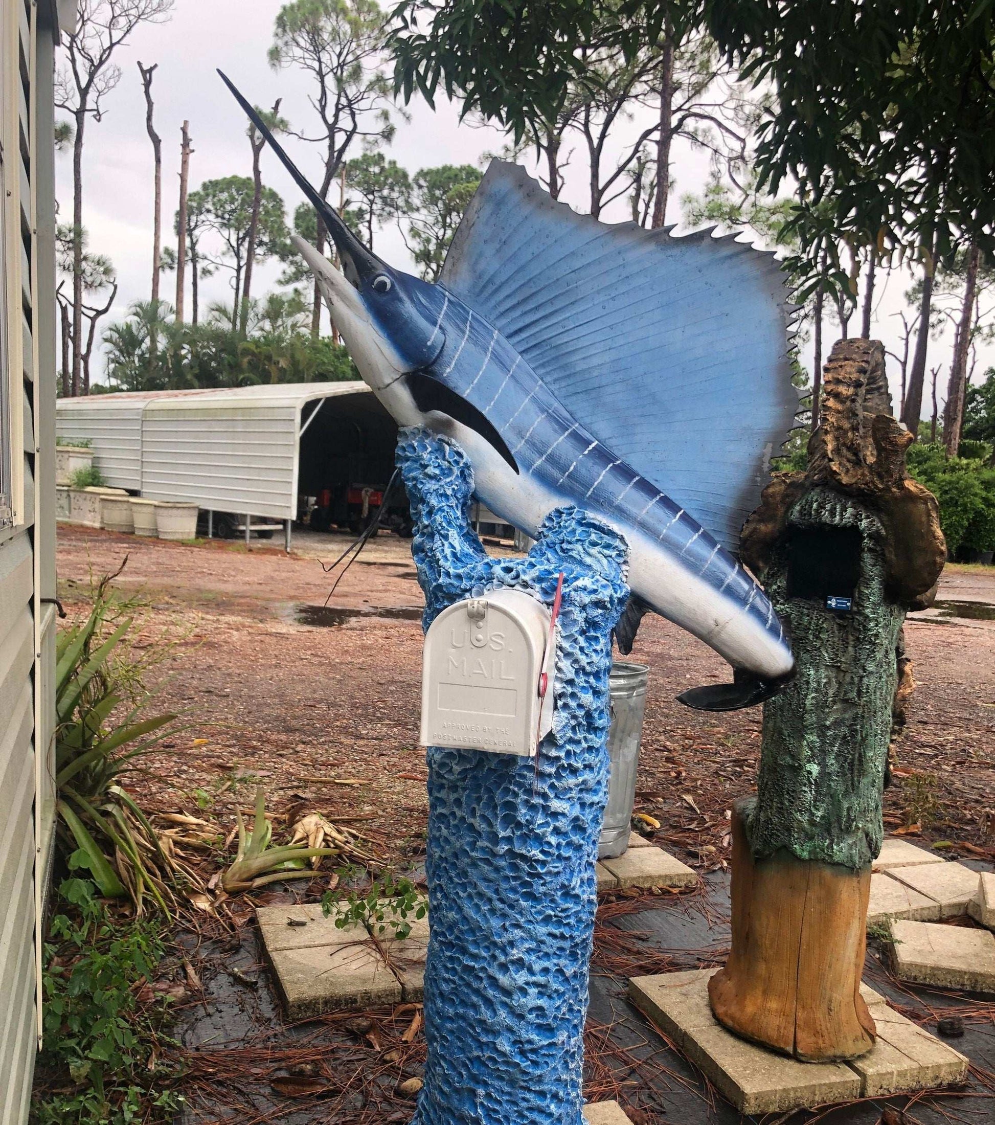 Sailfish Atlantic Swordfish Mailbox Sculpture – Nautical Mailbox