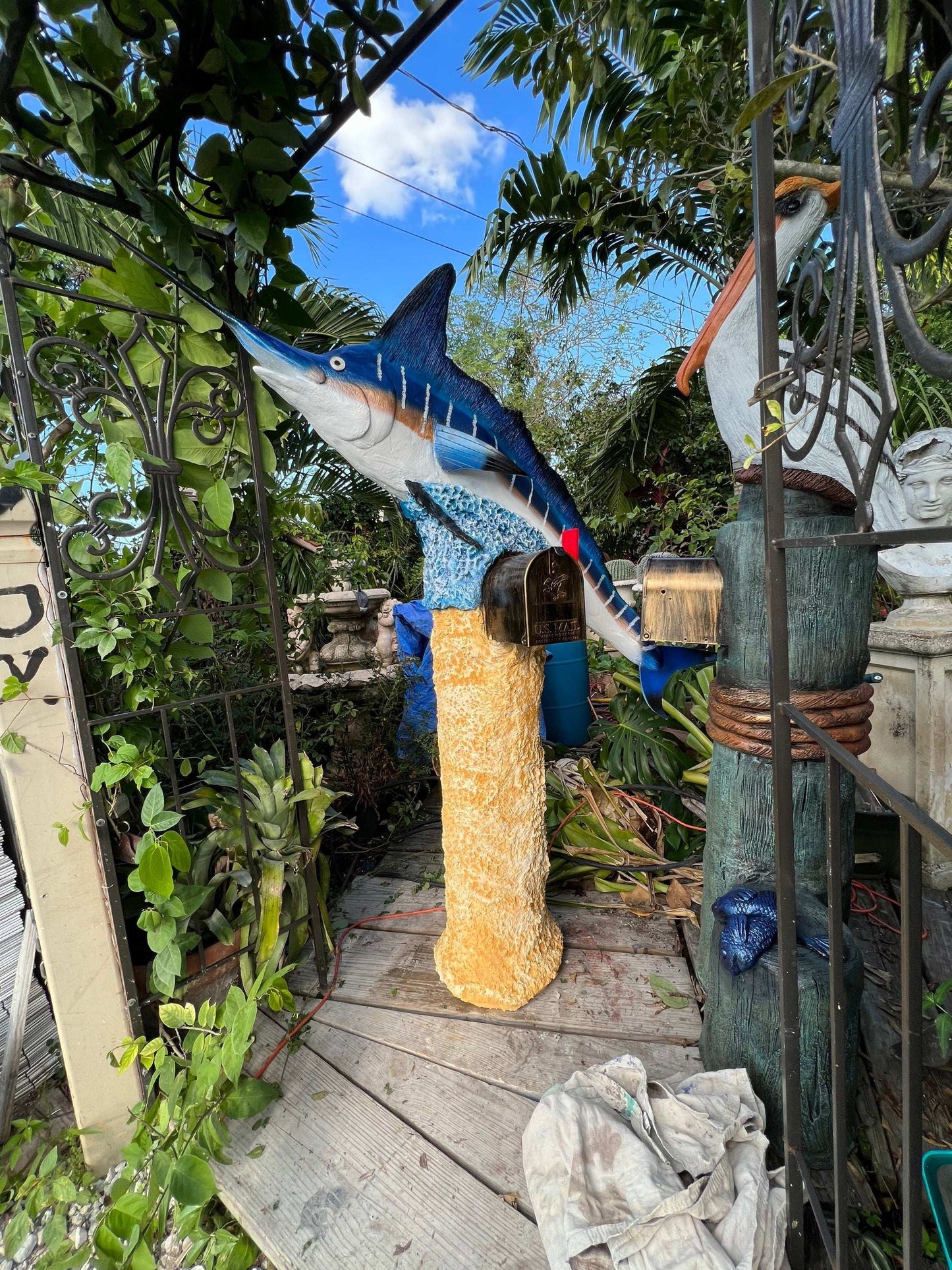 Marlin Swordfish Mailbox Sculpture – Nautical Mailbox