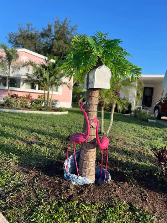 Pink American Flamingo Mailbox Sculpture