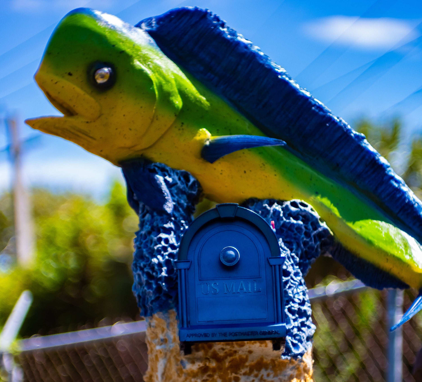 Mahi Mahi Dolphinfish Mailbox Sculpture – Nautical Mailbox