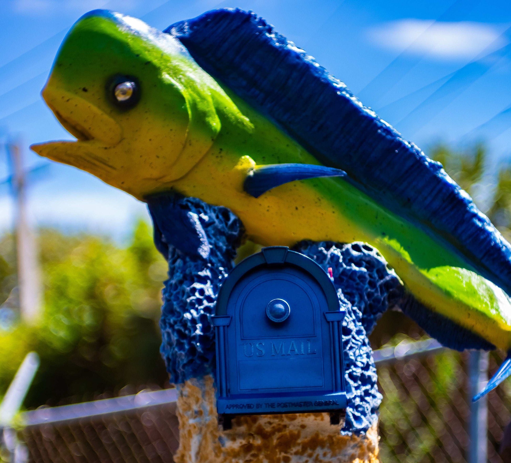 Mahi Mahi Dolphinfish Mailbox Sculpture – Nautical Mailbox