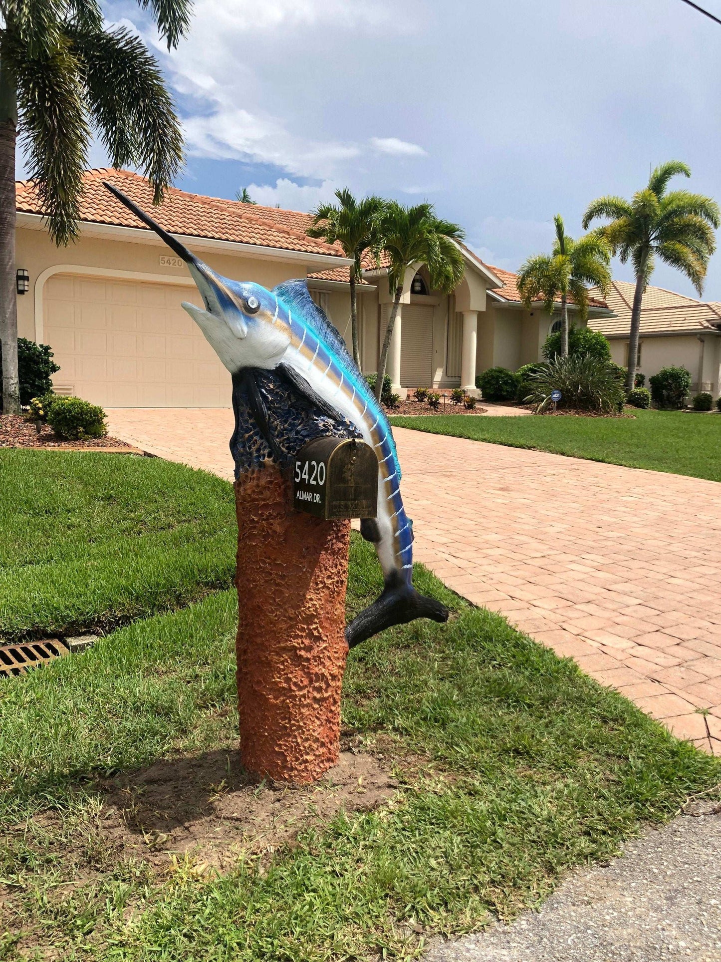 Marlin Swordfish Mailbox Sculpture – Nautical Mailbox