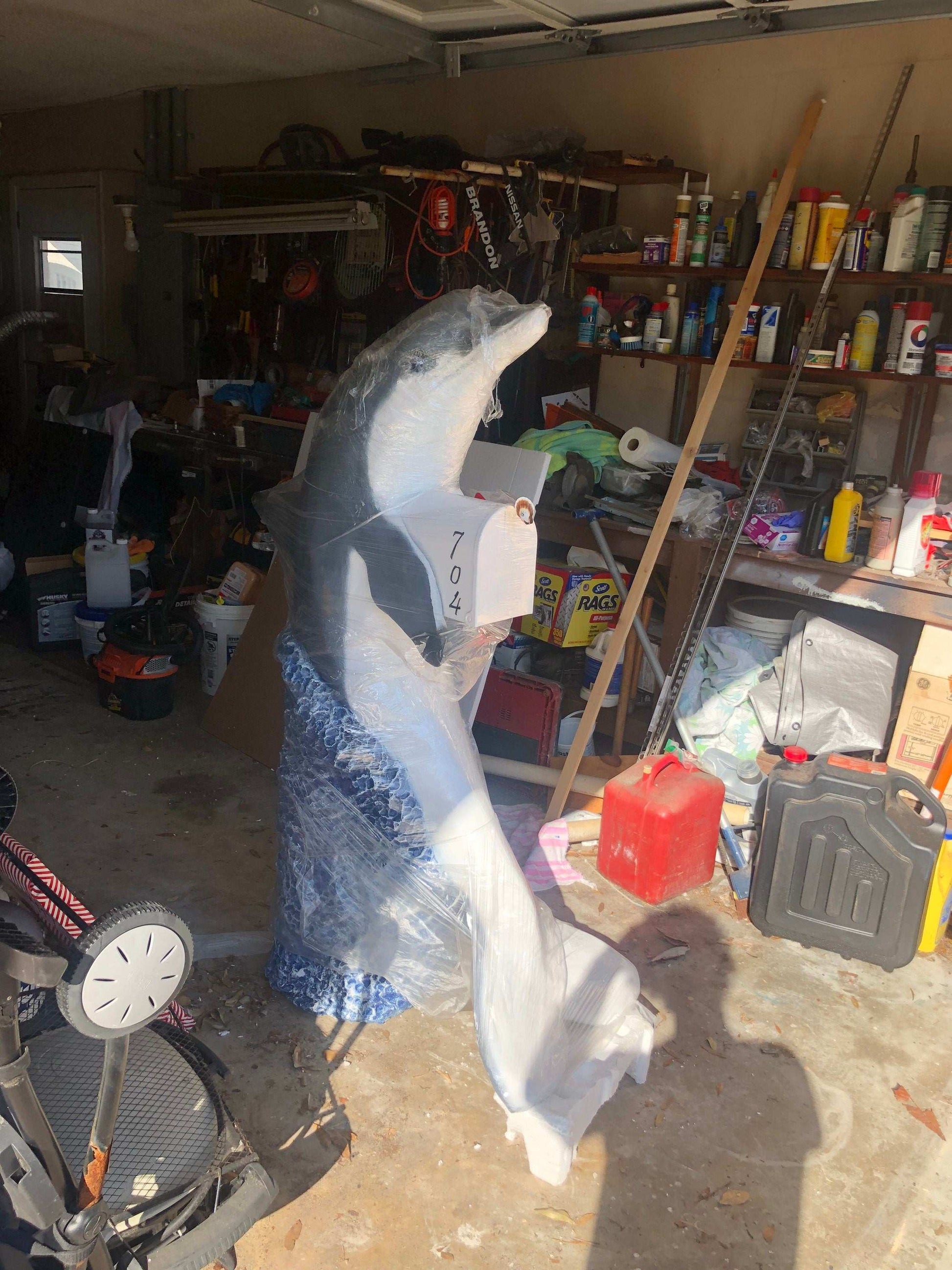 Blue Dolphin Mailbox Sculpture – Nautical Mailbox