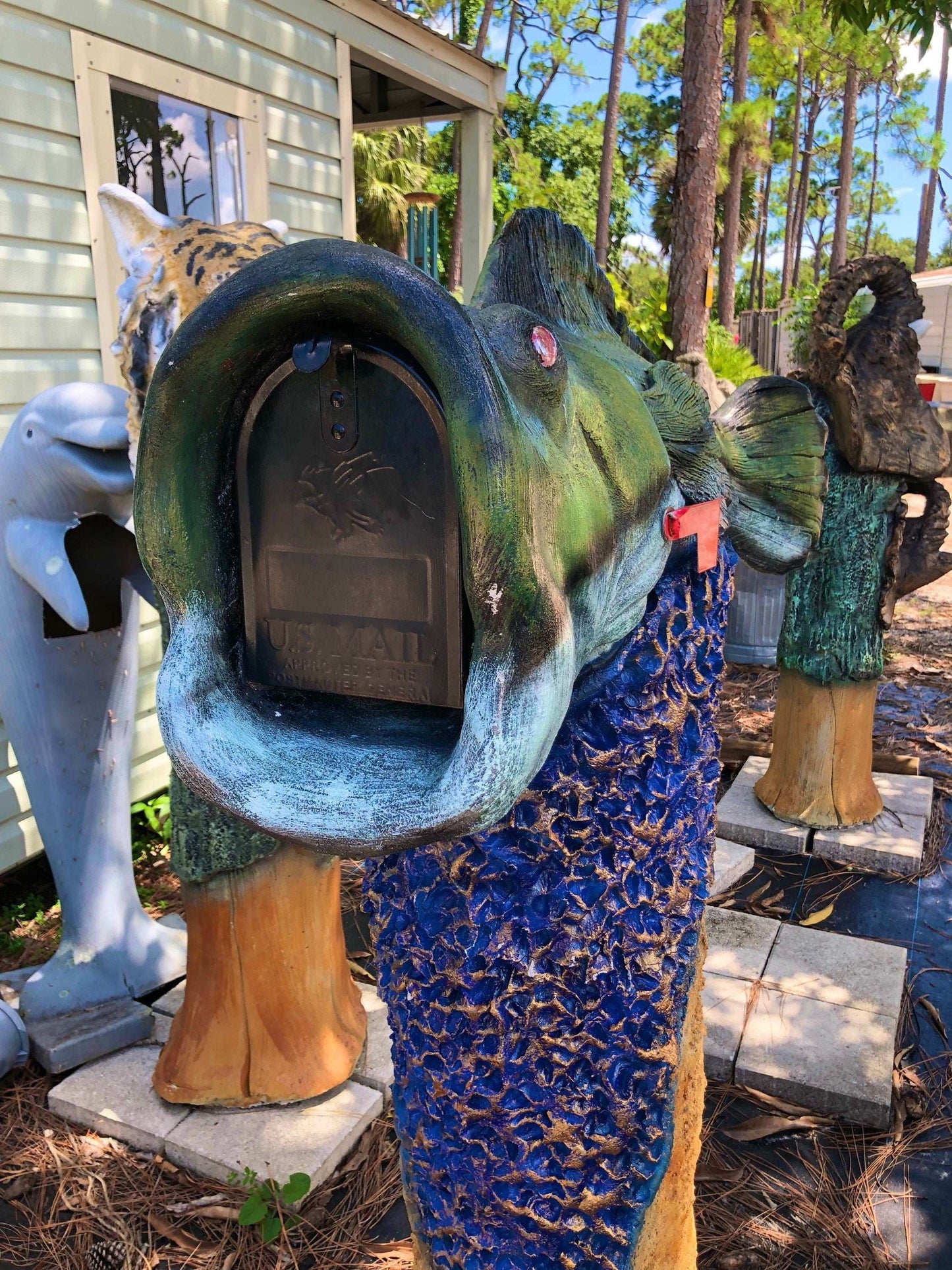 Largemouth Bass Mailbox Sculpture – Nautical Mailbox