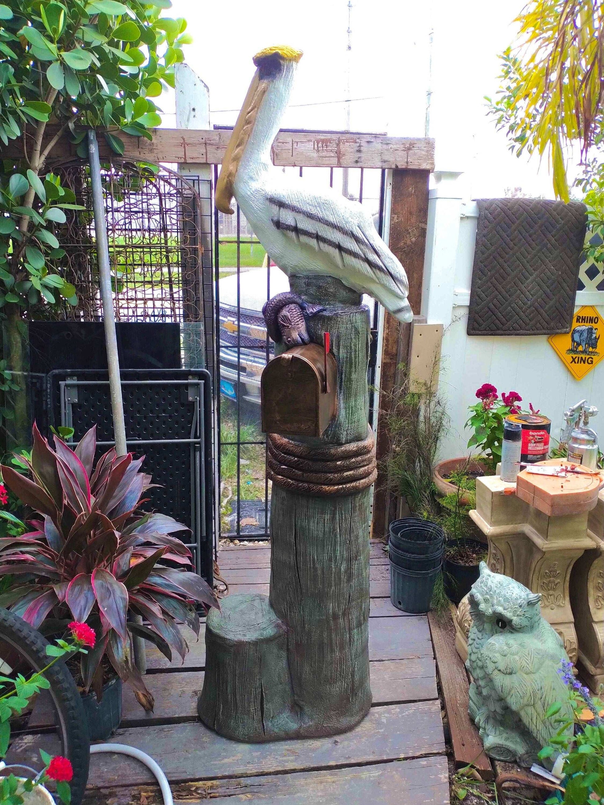 White Pelican Mailbox Sculpture – Nautical Mailbox