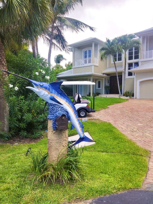 Marlin Swordfish Mailbox Sculpture – Nautical Mailbox