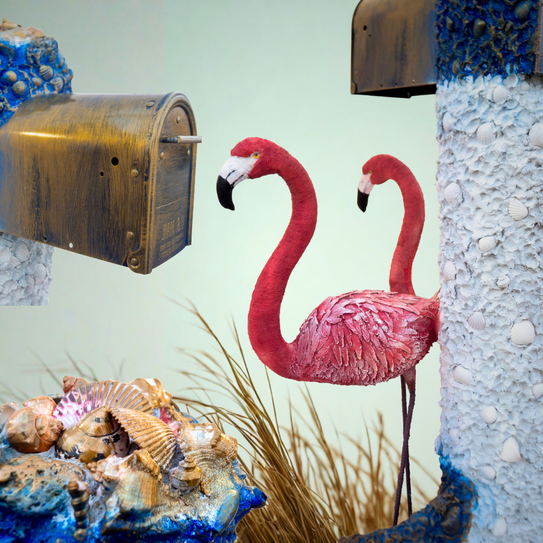 Pink Flamingos Mailbox Sculpture – Nautical Mailbox