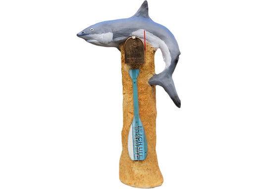 Handcrafted Great White Shark Mailbox Statue – Unique Custom Yard Art for Coastal Home or Beach House