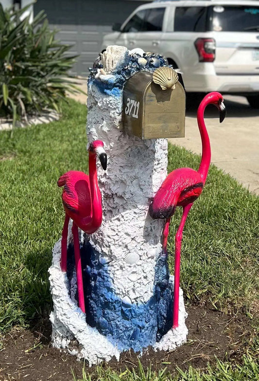 Pink Chilean Flamingo Mailbox Sculpture