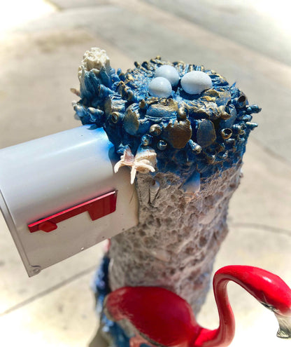 Pink Chilean Flamingo Mailbox Sculpture