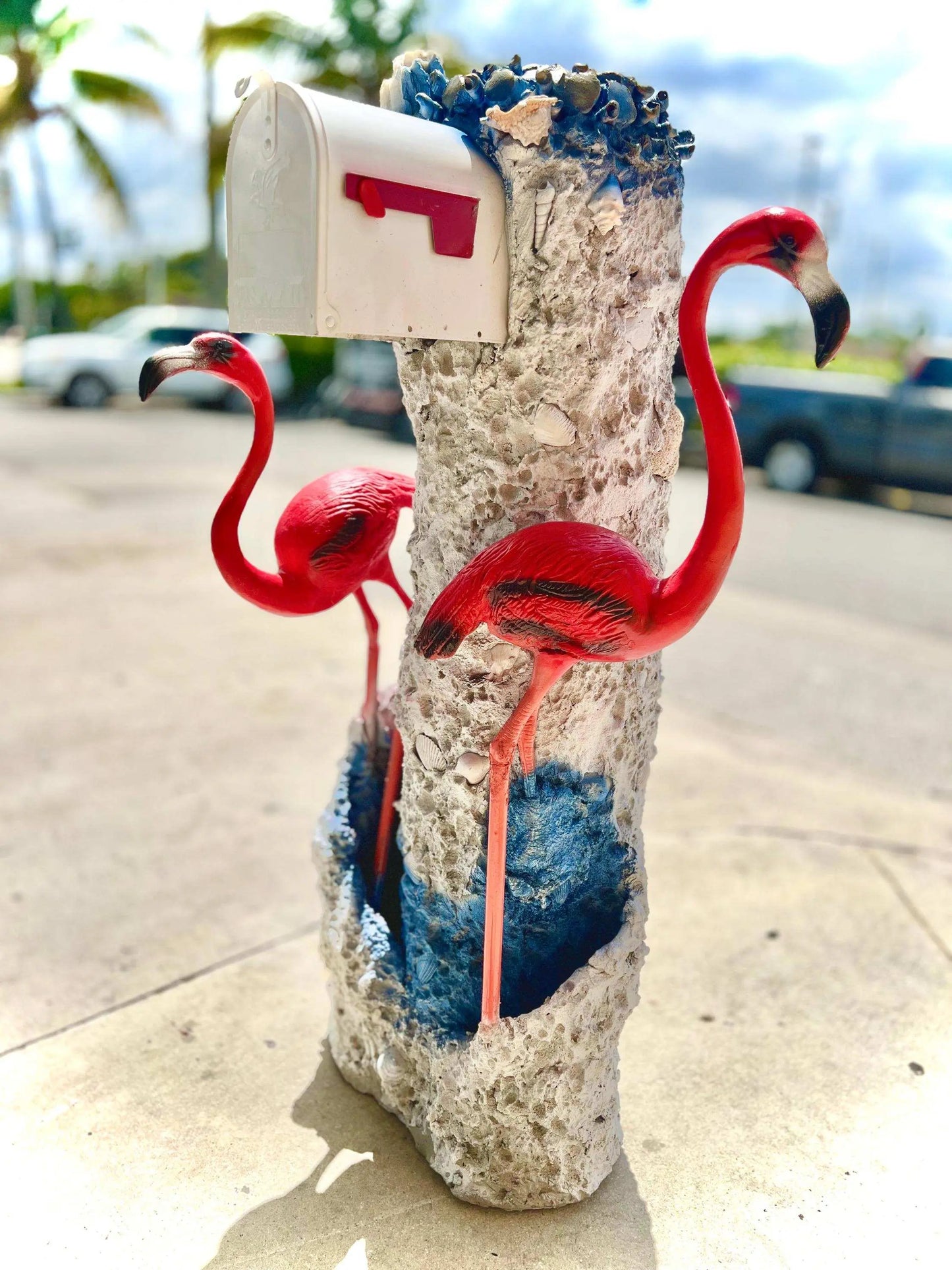 Pink Chilean Flamingo Mailbox Sculpture 