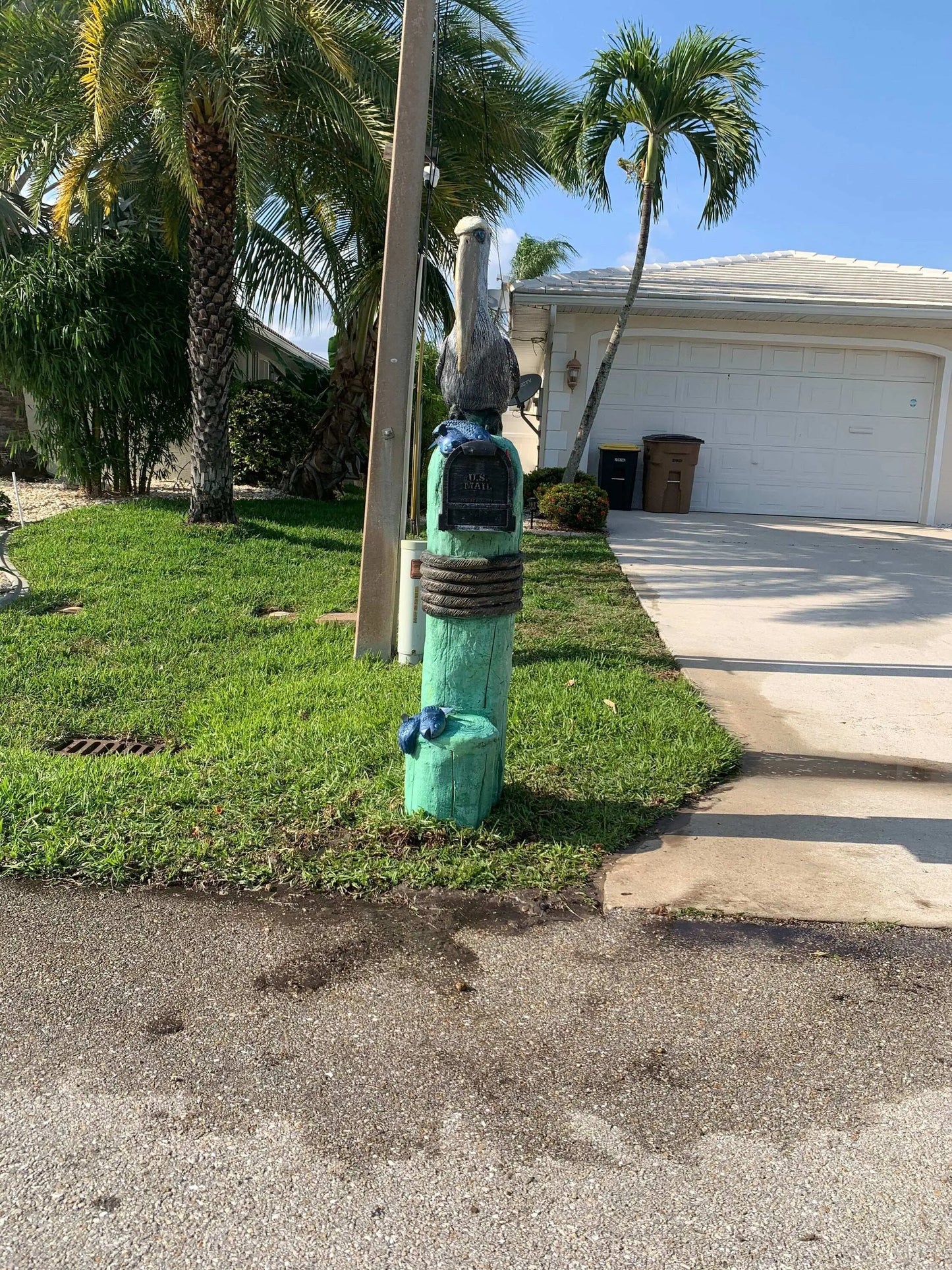White Pelican Mailbox Sculpture