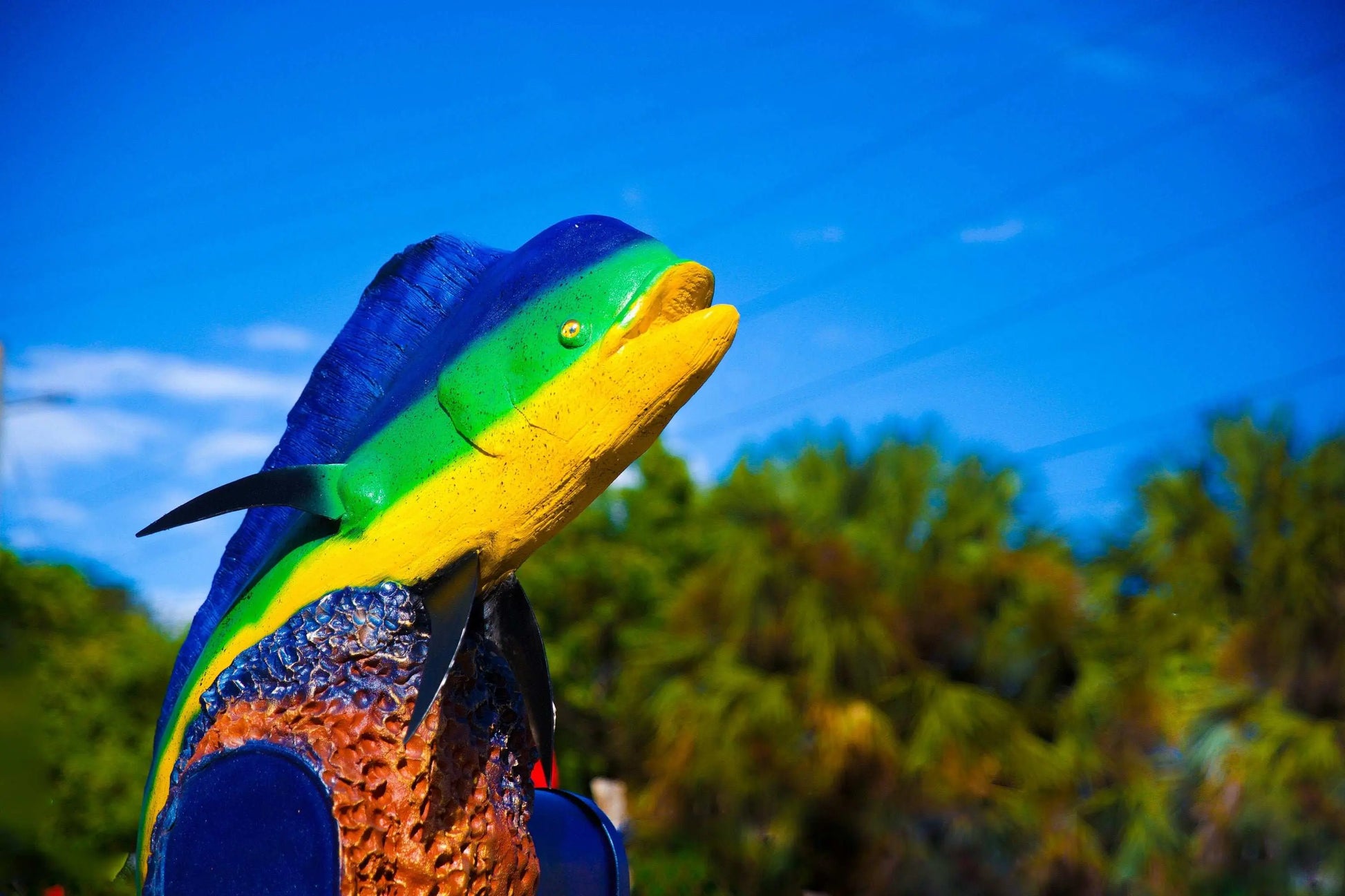 Mahi Mahi Dolphinfish Mailbox Sculpture