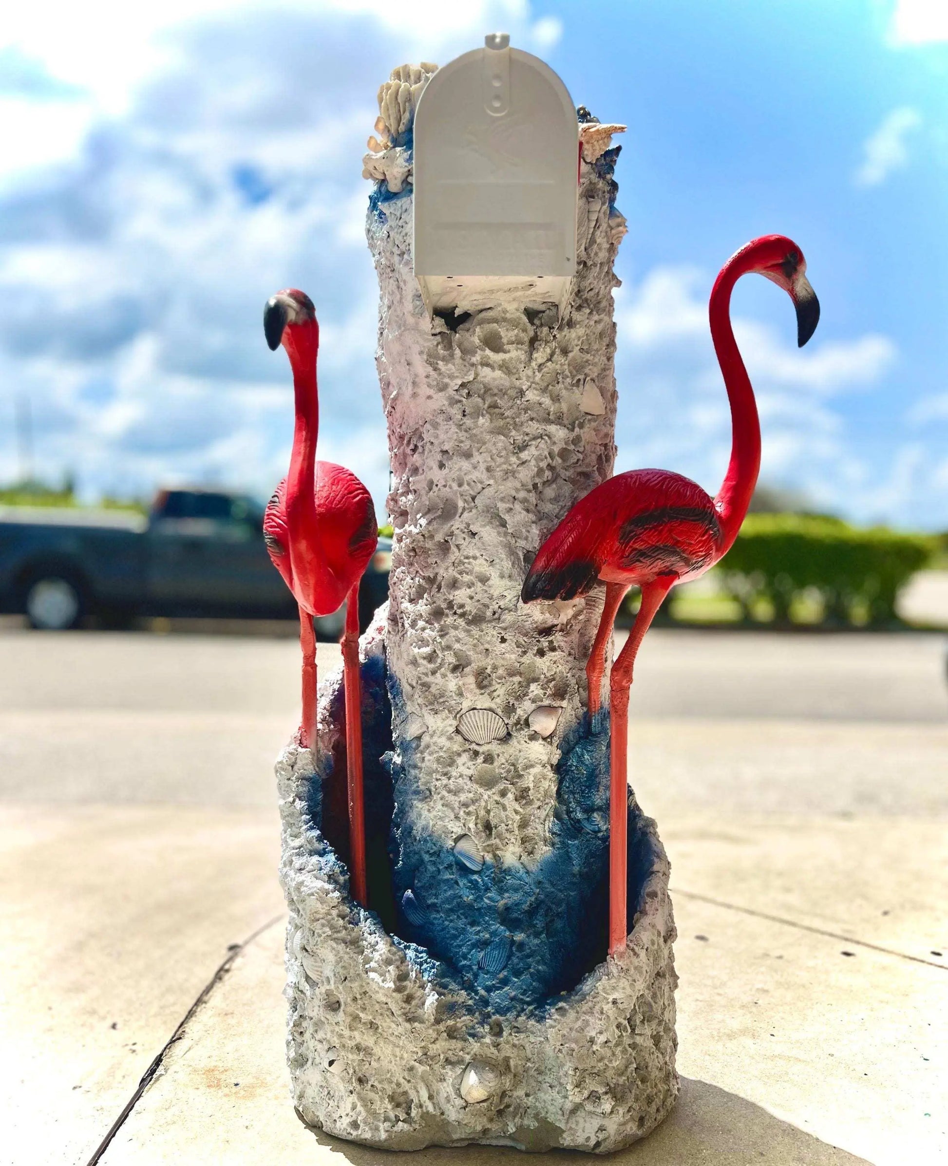 Pink Chilean Flamingo Mailbox Sculpture 