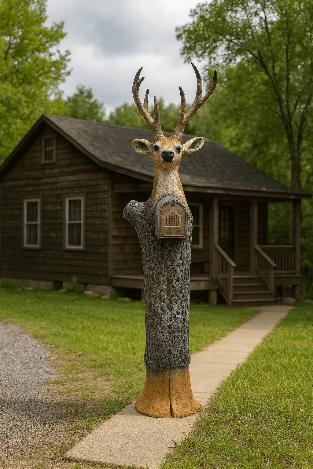 Deer White Tail Mailbox Sculpture