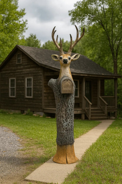 Deer White Tail Mailbox Sculpture