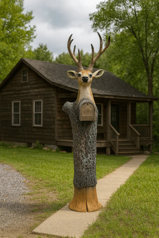 Deer White Tail Mailbox Sculpture