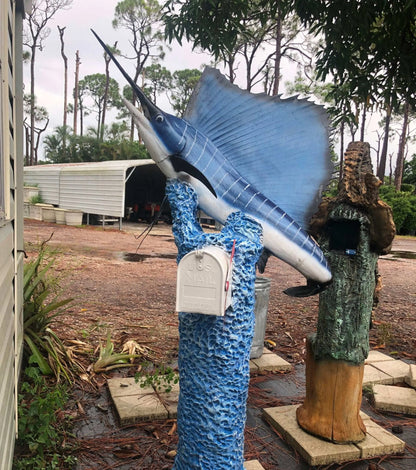 Sailfish Atlantic Swordfish Mailbox Sculpture