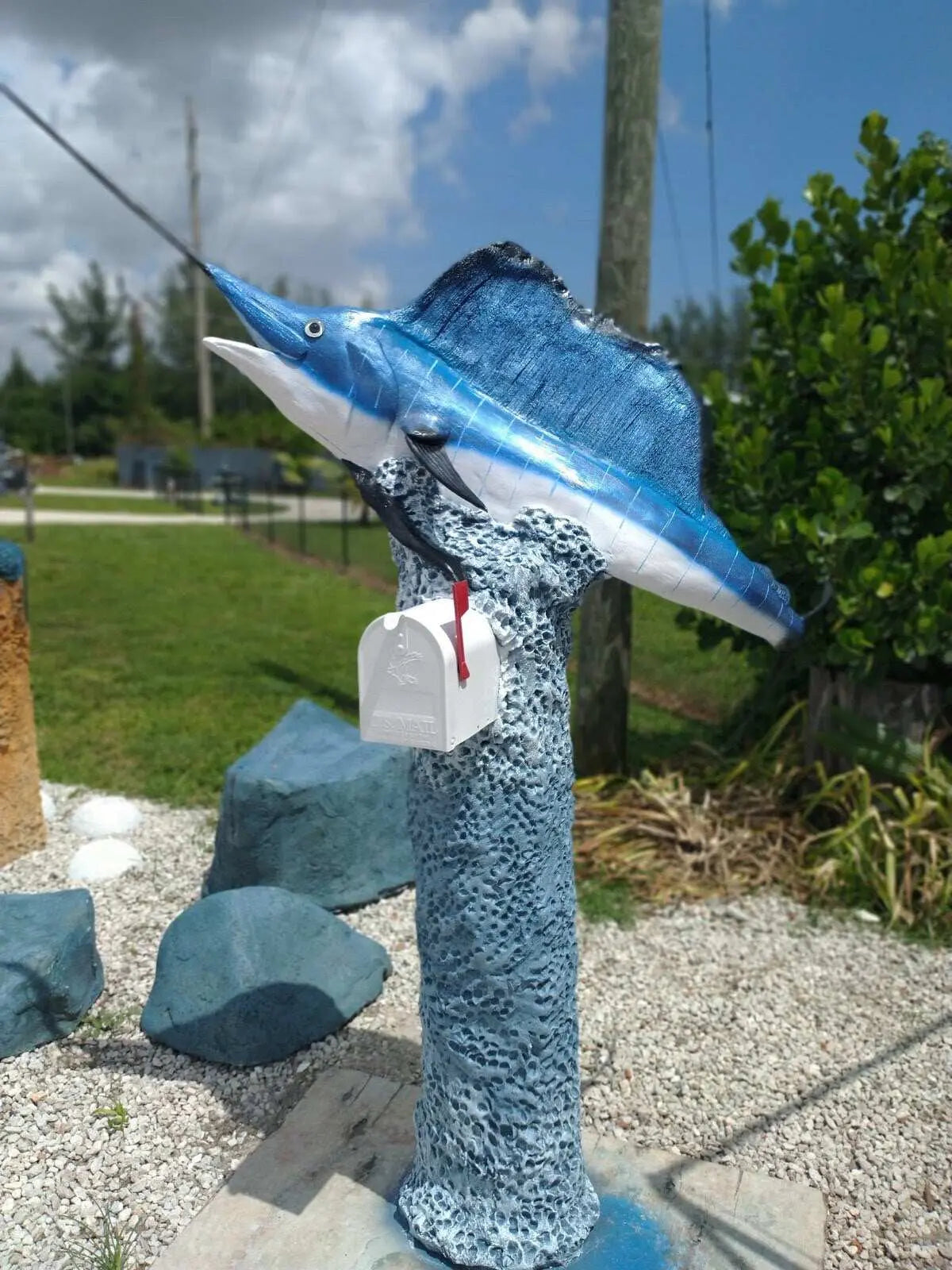 Sailfish Atlantic Swordfish Mailbox Sculpture