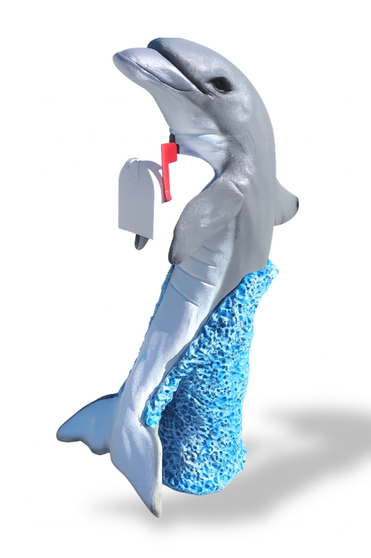 Blue Dolphin Nautical Mailbox Statue - Unique Custom Mailbox