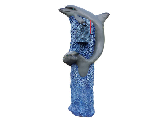 Blue Dolphin Nautical Mailbox Statue - Unique Custom Mailbox