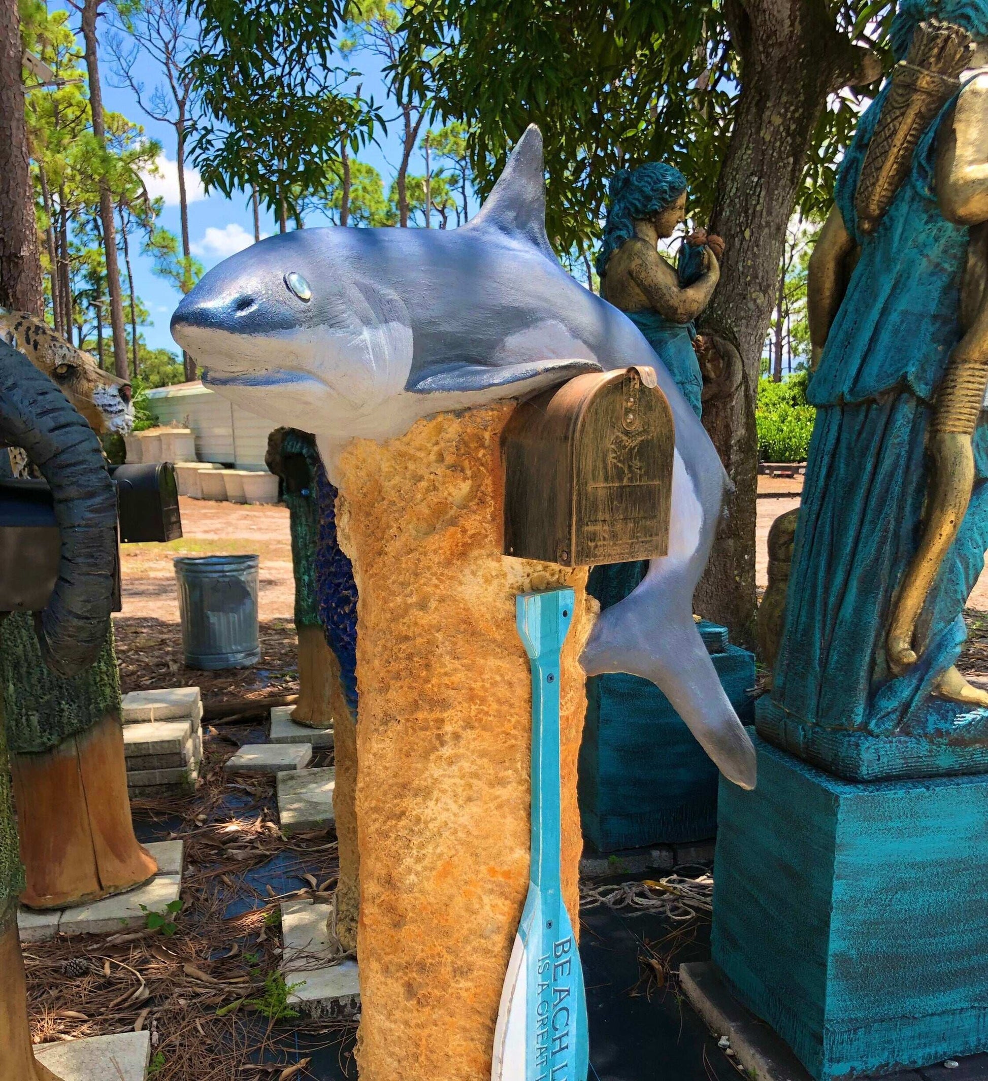 Bull Shark Mailbox Sculpture – Nautical Mailbox