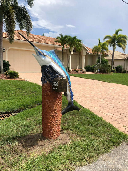 Marlin Swordfish Mailbox Sculpture