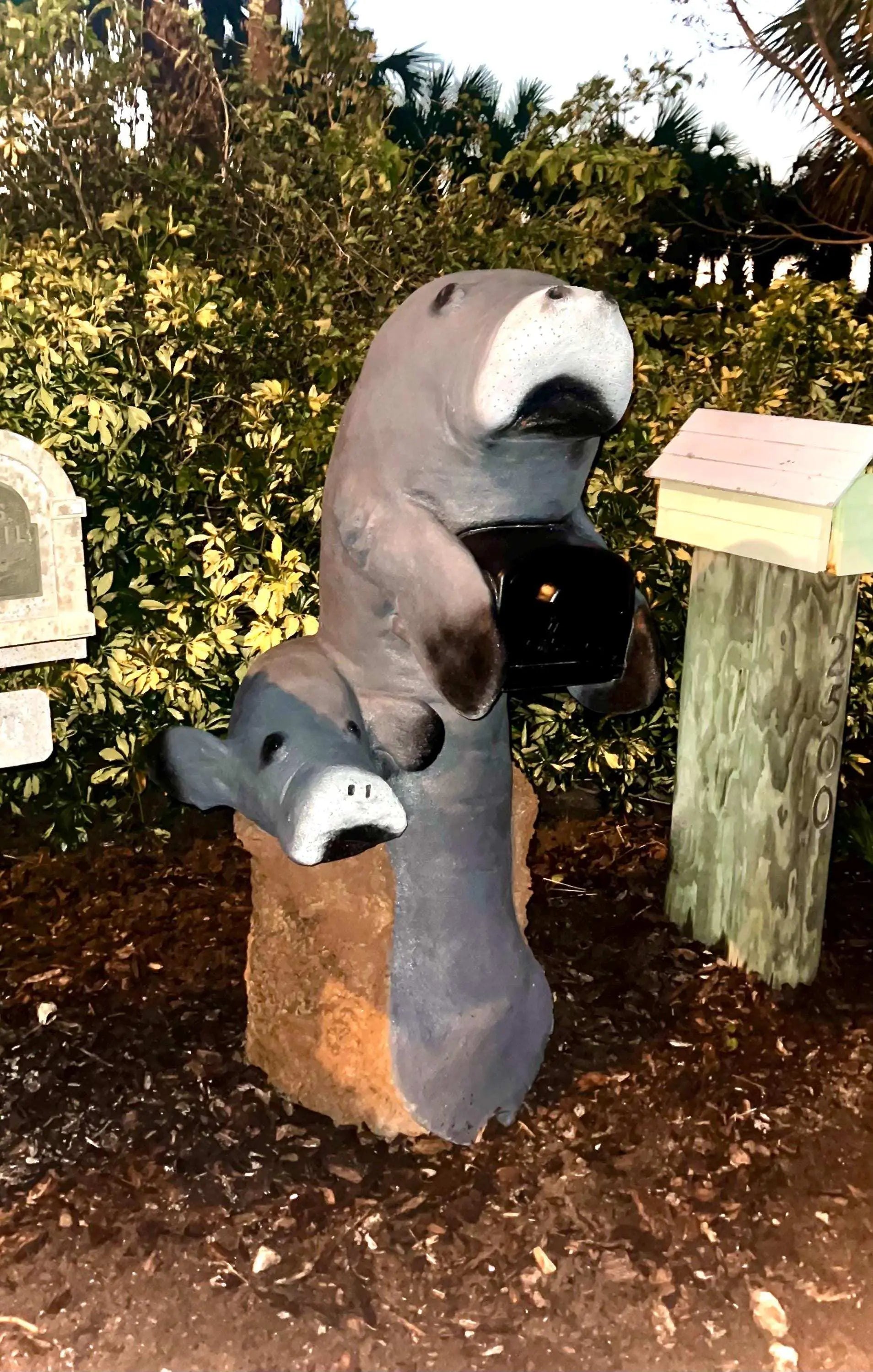 Florida Manatee Mailbox Sculpture