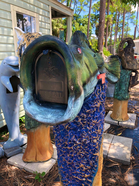 Largemouth Bass Mailbox Sculpture – Nautical Mailbox