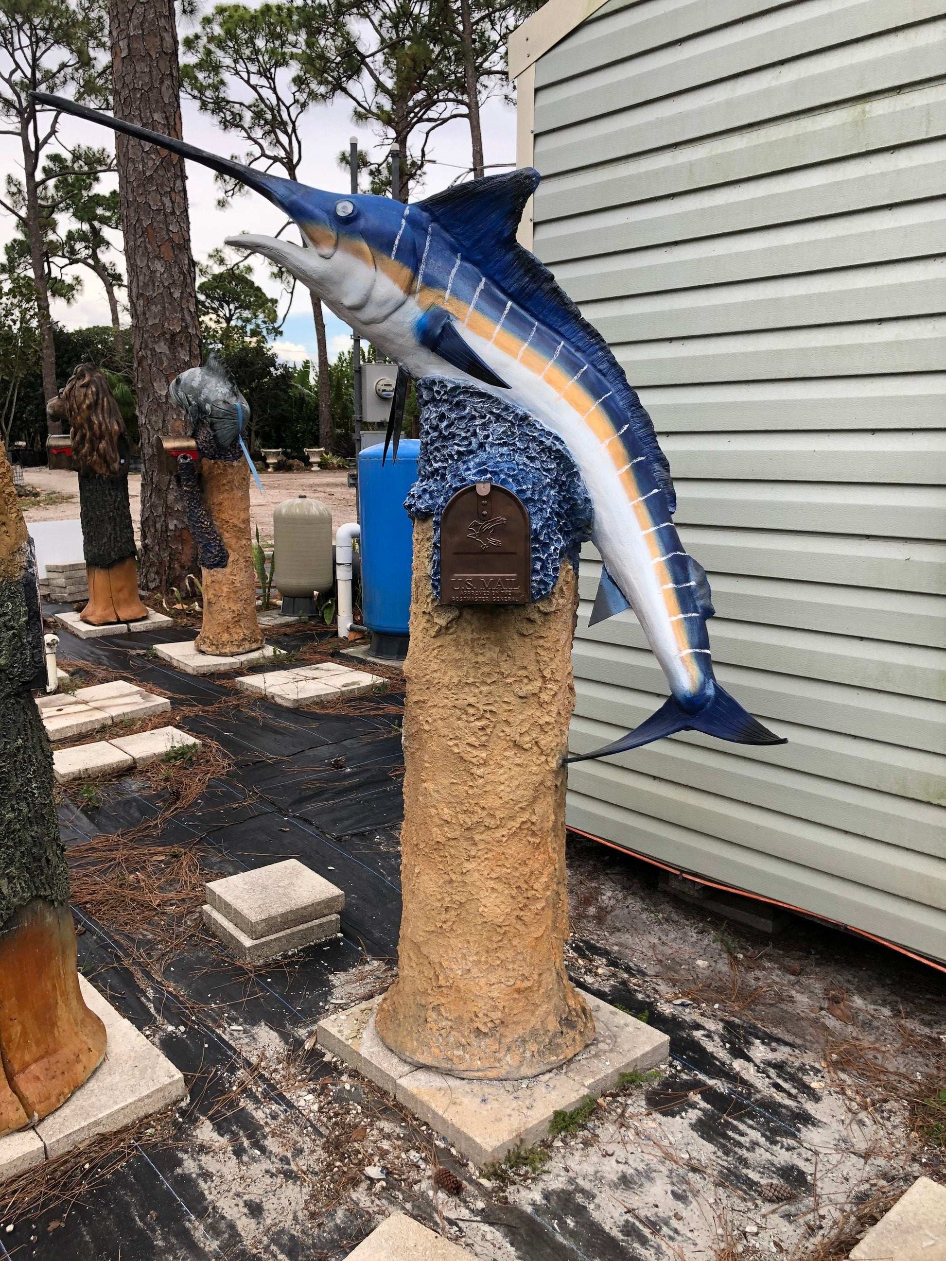 Marlin Swordfish Mailbox Sculpture – Nautical Mailbox