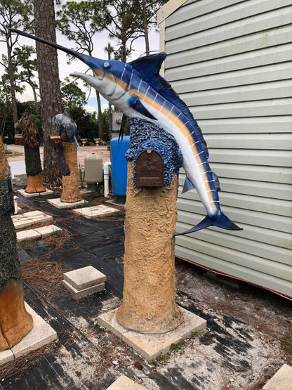 Marlin Swordfish Mailbox Sculpture – Nautical Mailbox