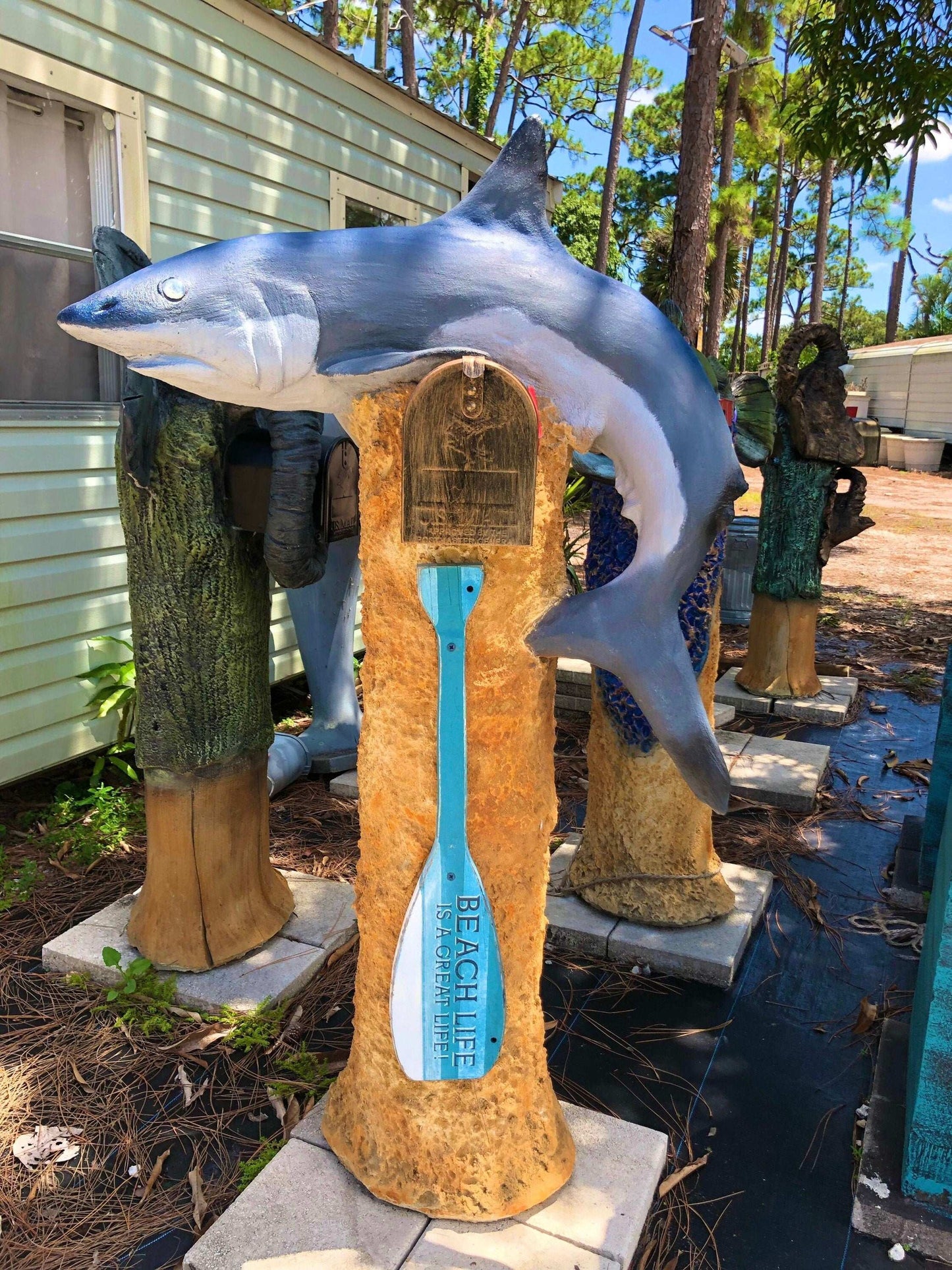 Bull Shark Mailbox Sculpture – Nautical Mailbox