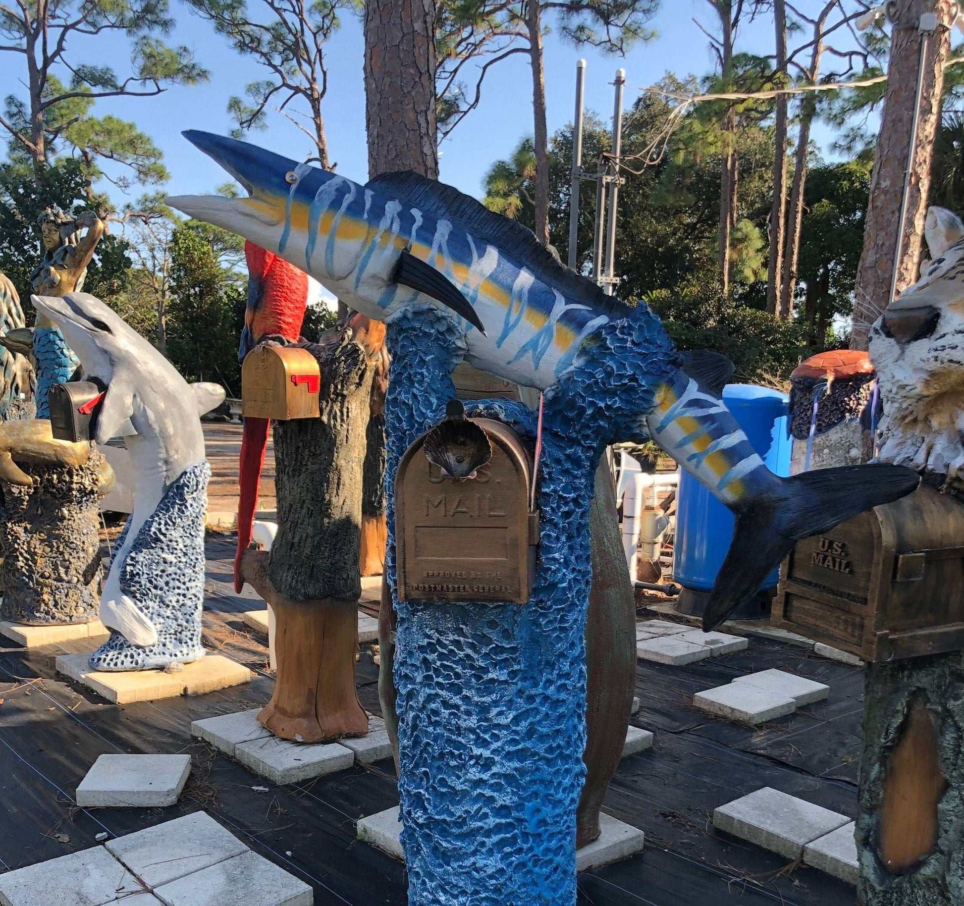 Wahoo Fish Mailbox Sculpture – Nautical Mailbox