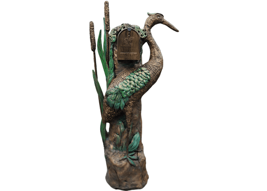Blue Heron Mailbox Sculpture – Nautical Mailbox