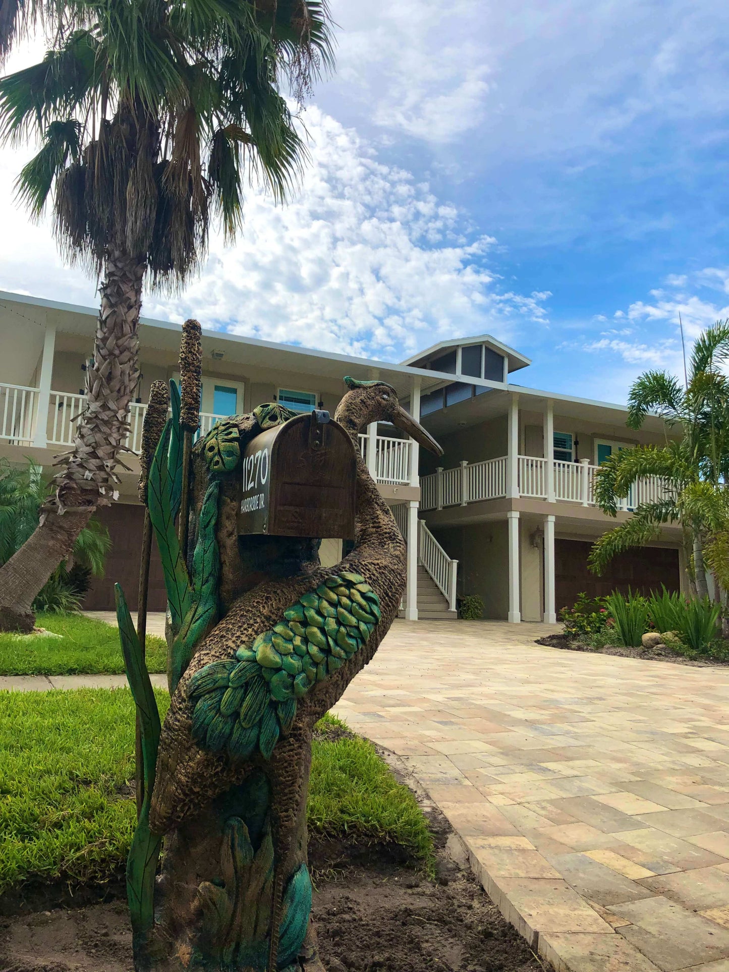 Blue Heron Mailbox Sculpture – Nautical Mailbox