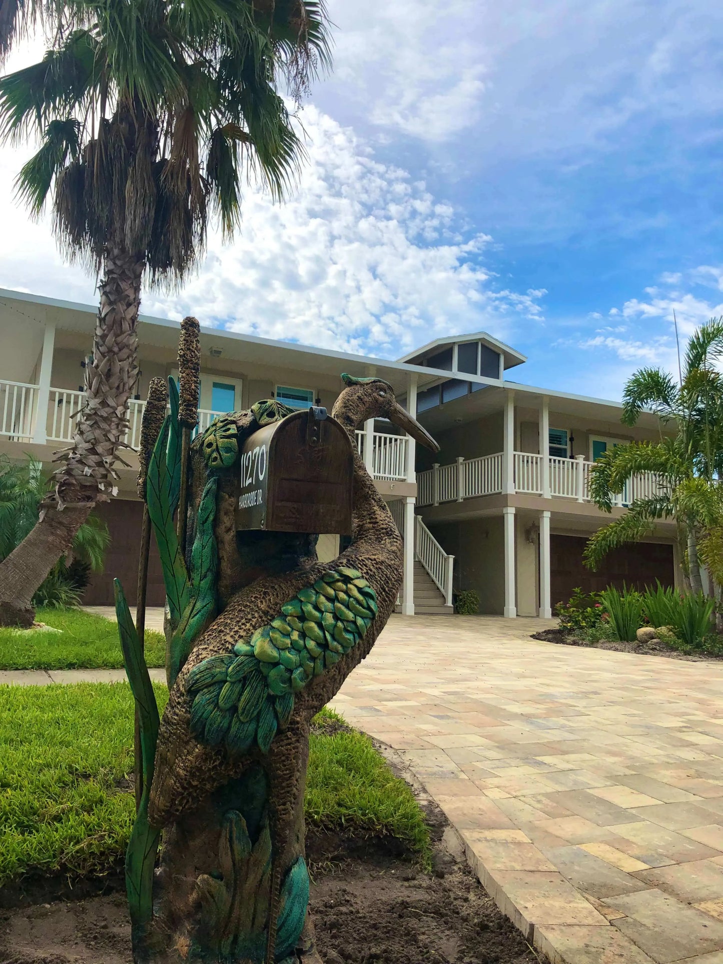Blue Heron Mailbox Sculpture